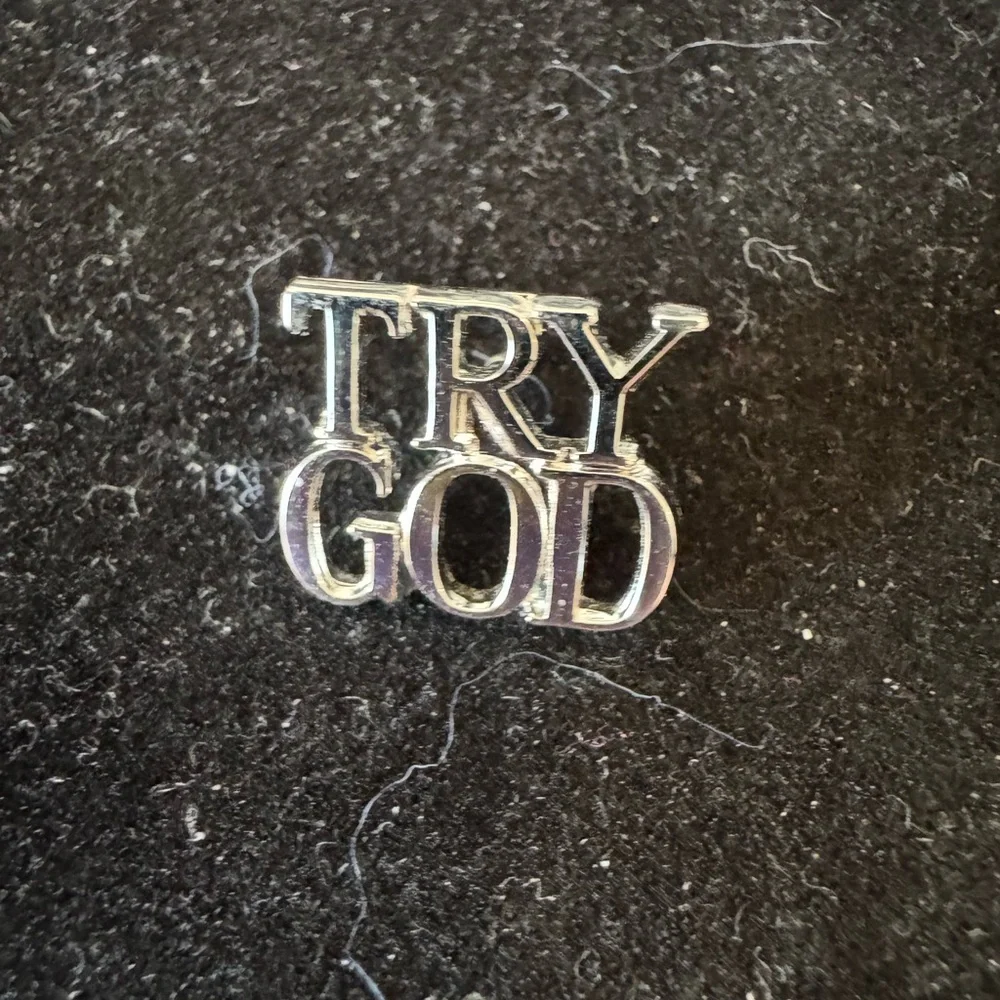 Vintage Sterling Silver Tiffany and Co ‘Try God’ Lapel Pin - Picture 1 of 4